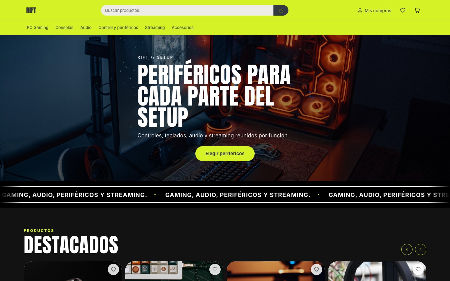 Tienda demo con el diseño Neón